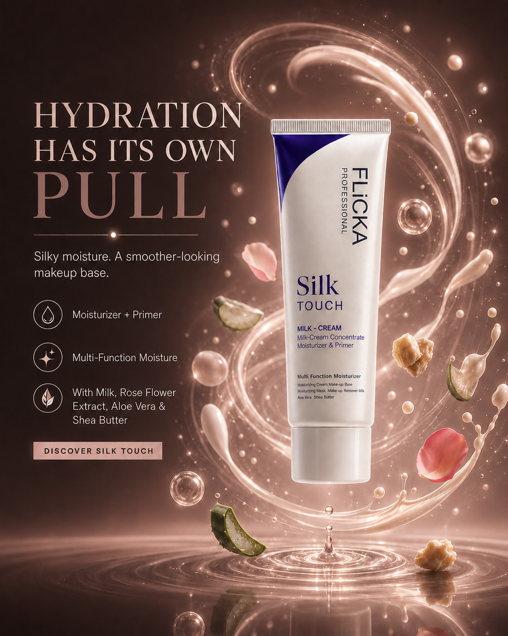 Flicka Silk Touch 3-in-1 Moisturizer Primer | Hydrating Makeup Prep Cream