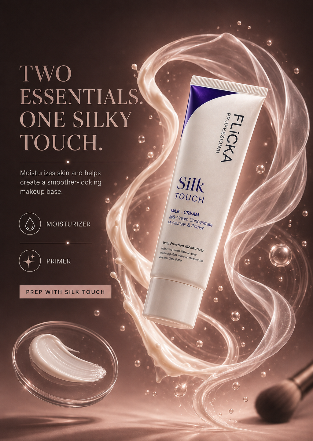Flicka Silk Touch 3-in-1 Moisturizer Primer | Hydrating Makeup Prep Cream