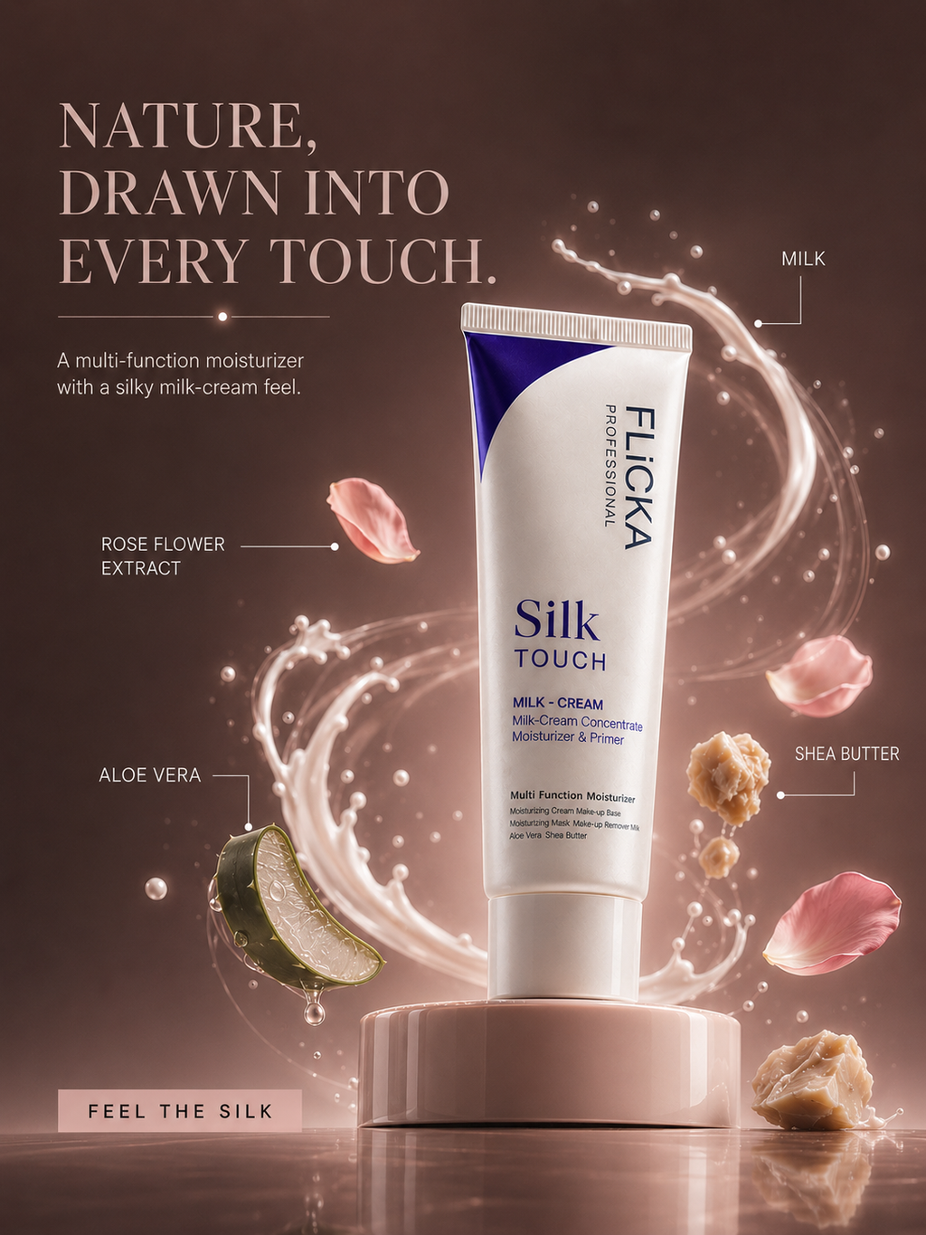 Flicka Silk Touch 3-in-1 Moisturizer Primer | Hydrating Makeup Prep Cream