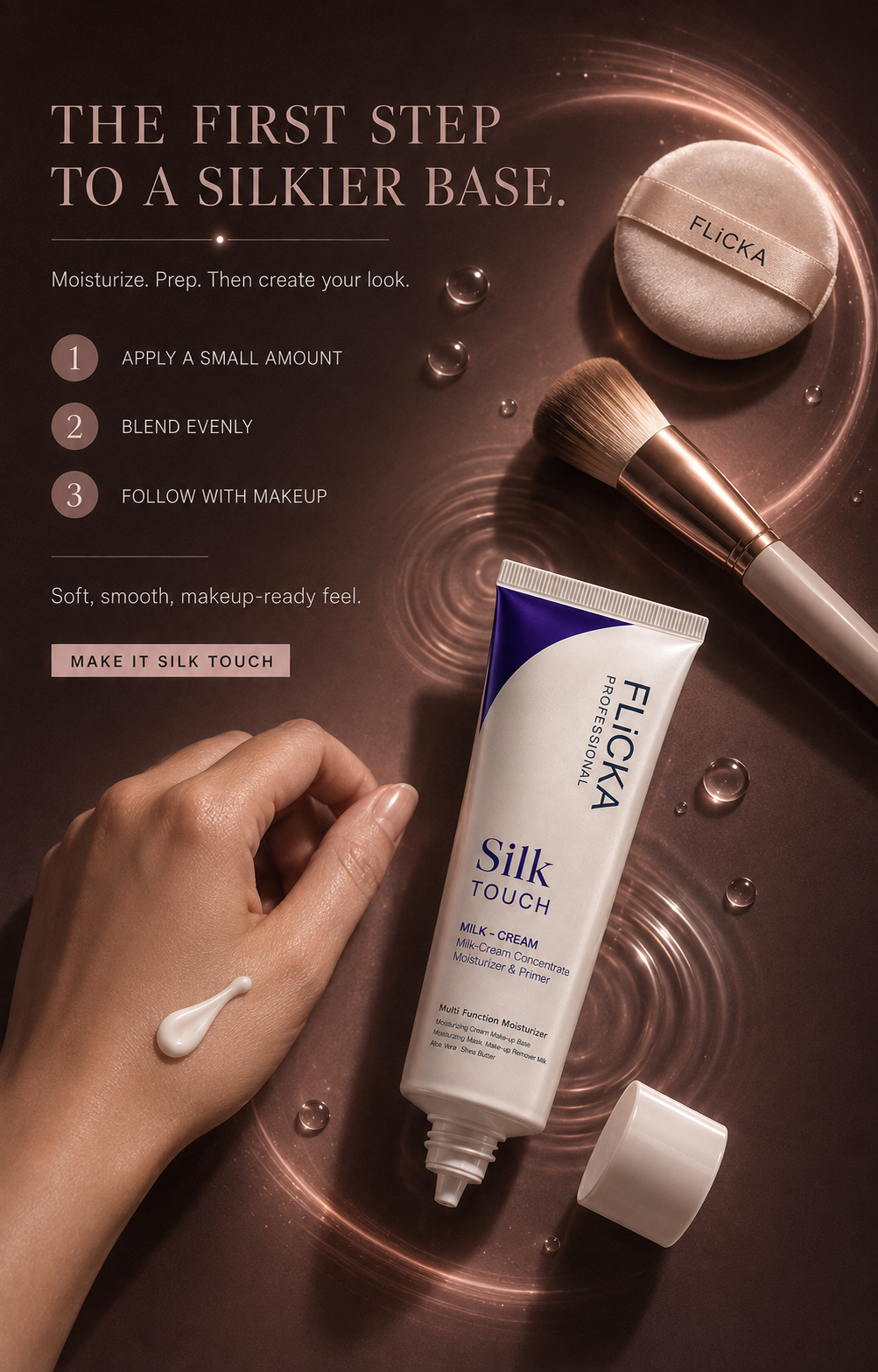 Flicka Silk Touch 3-in-1 Moisturizer Primer | Hydrating Makeup Prep Cream