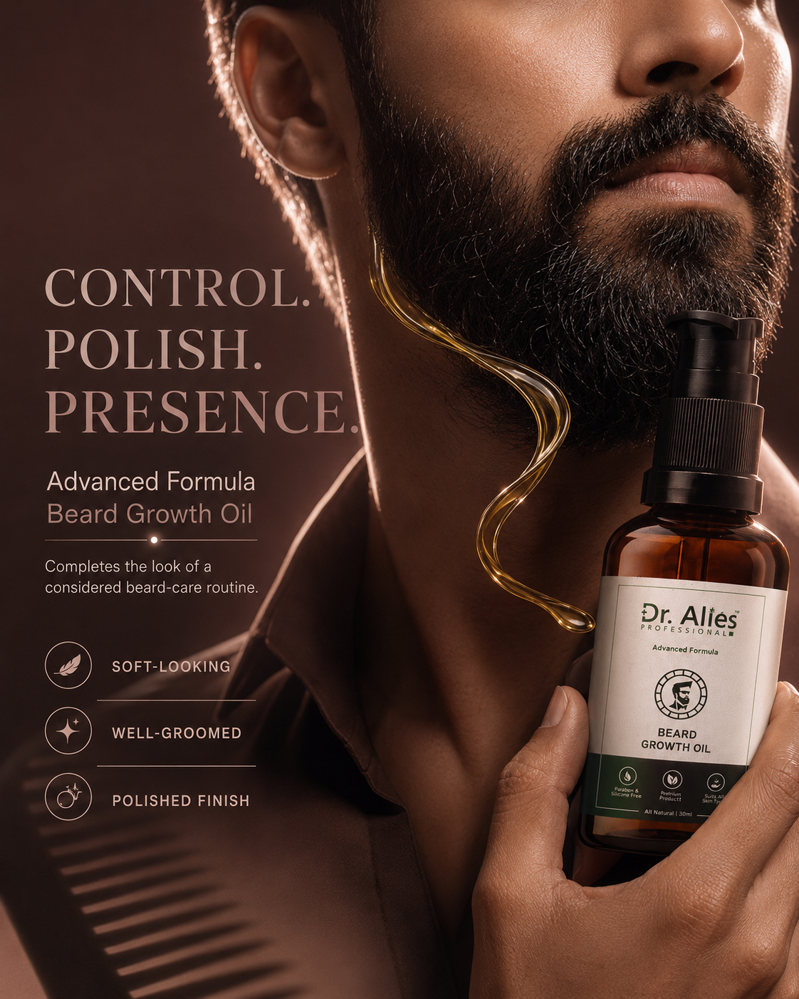 Dr. Alies Professional Beard Growth Oil | Conditioning Beard & Skin Grooming Oil