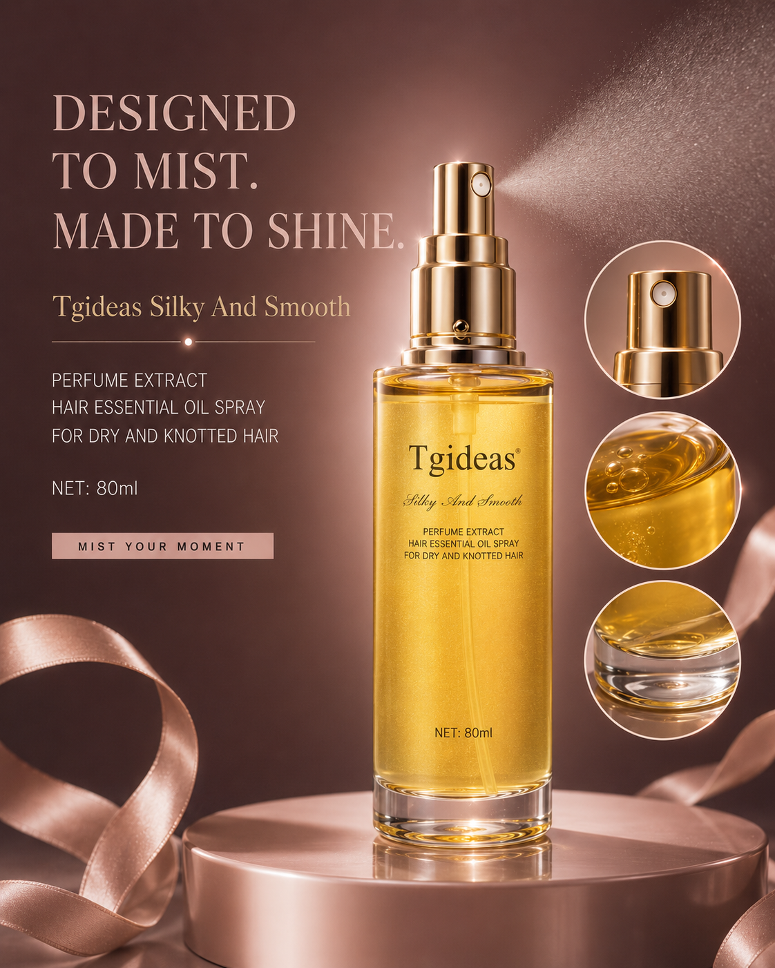 Tgideas Hair Oil Spray | Lightweight Daily Nourishing Hair Mist