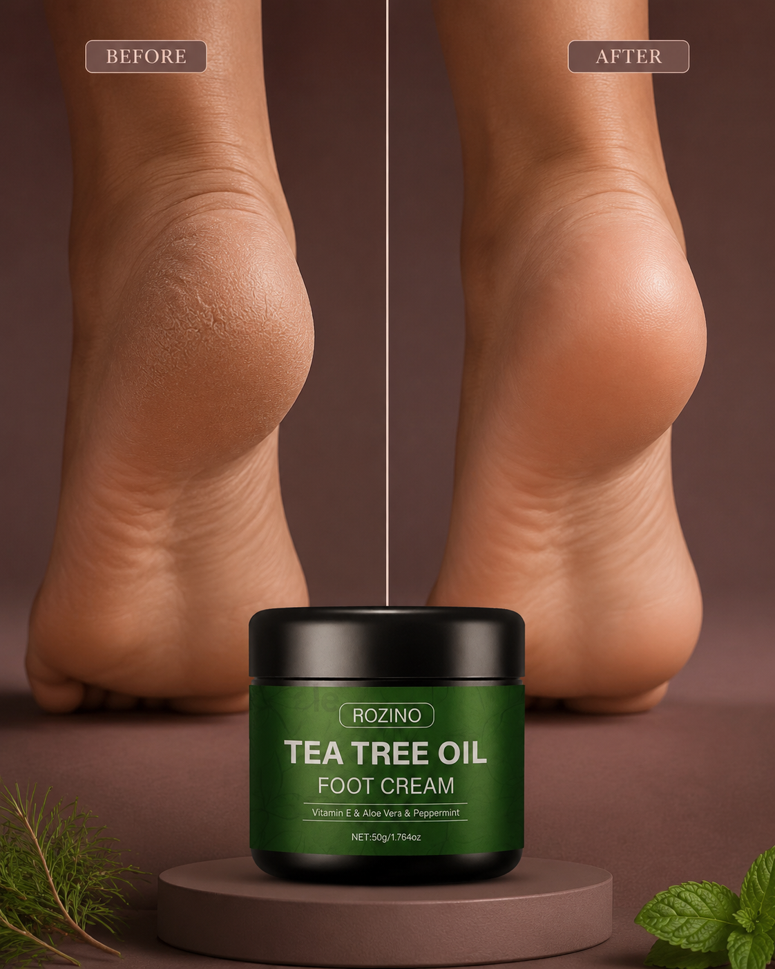 Rozino Tea Tree Oil Foot Cream | Moisturizing Foot Care Cream