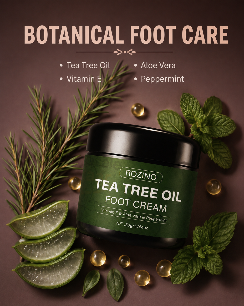 Rozino Tea Tree Oil Foot Cream | Moisturizing Foot Care Cream