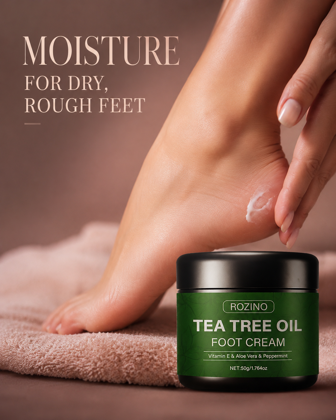 Rozino moisture for dry rough feet