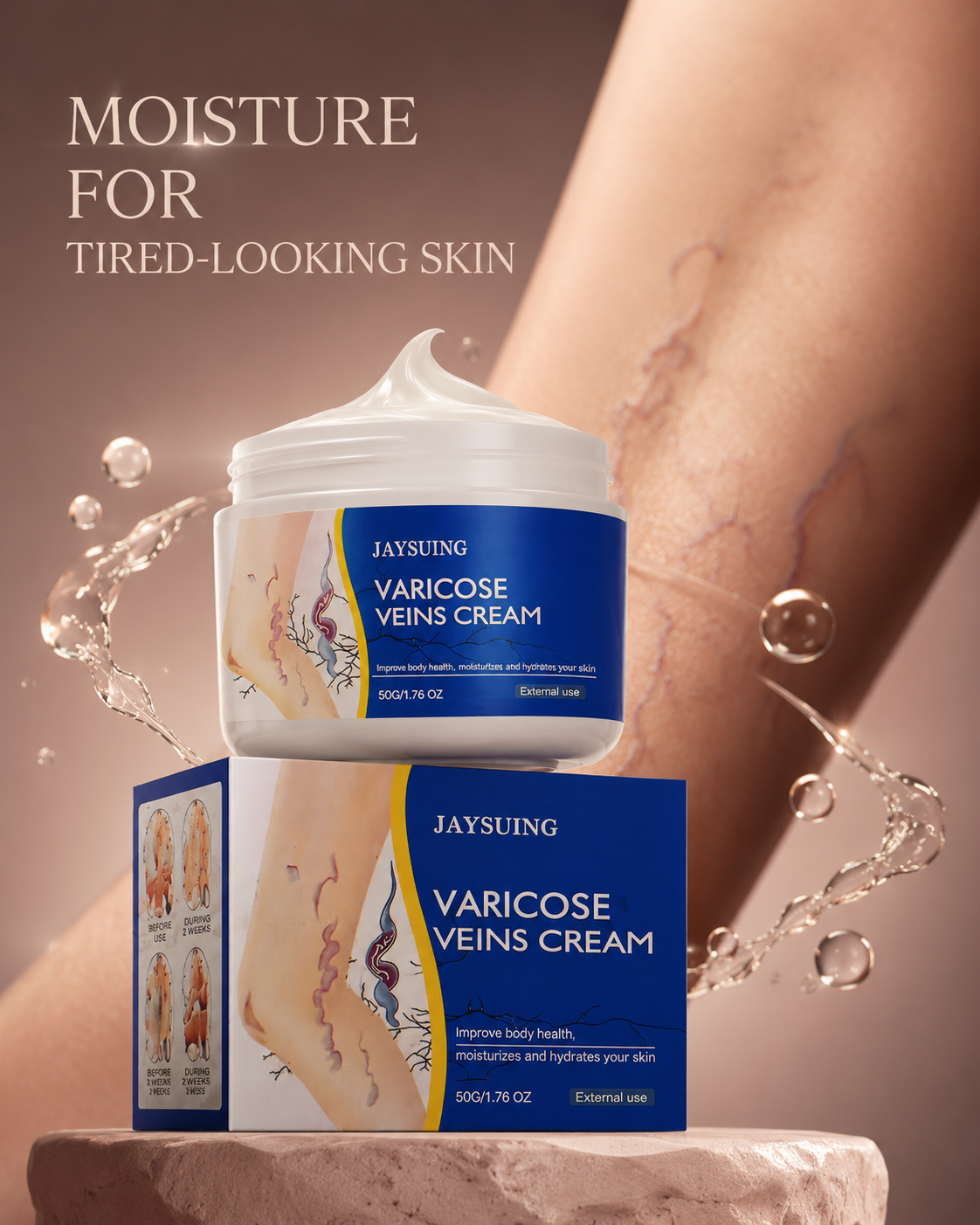 Varicose cream moisture for tired-looking skin